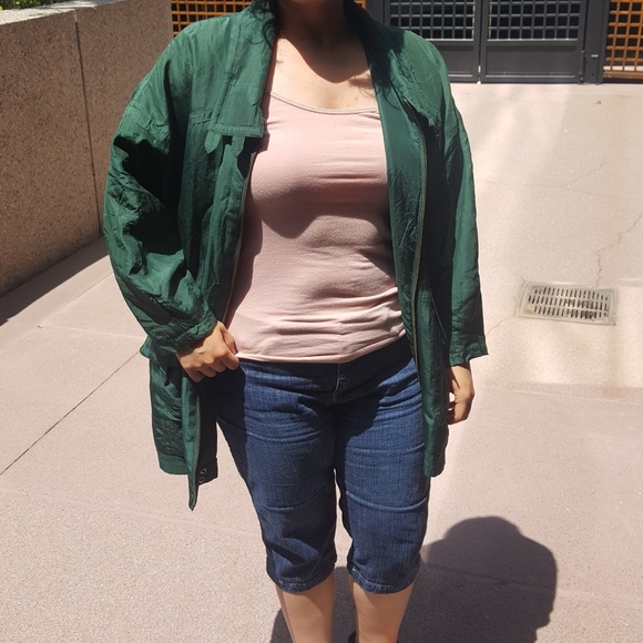 Vintage Emerald Silk Bomber Jacket - Picture 2 of 6